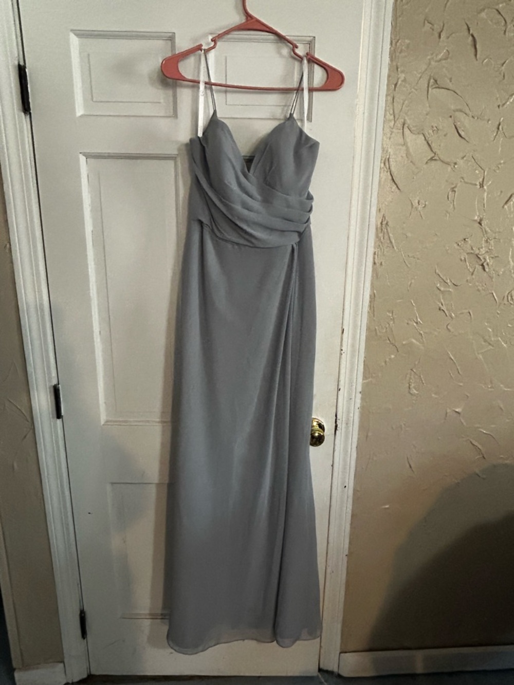 Hayley Paige Occasions Silver-Gray Chiffon Maxi Gown